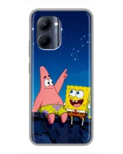 Чехол для Realme C33 с картинкой «Губка Боб и Патрик ночью» Чехол для Realme C33 с картинкой «Губка Боб и Патрик ночью»