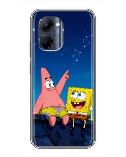 Чехол для Realme C33 с картинкой «Губка Боб и Патрик ночью»