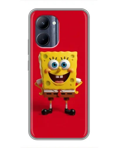 Чехол для Realme C33 с картинкой «Спанч Боб на красном»