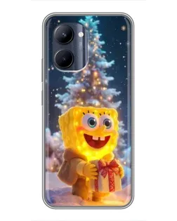 Чехол для Realme C33 с картинкой «Рождественский Спанч Боб»