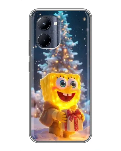 Чехол для Realme C33 с картинкой «Рождественский Спанч Боб»