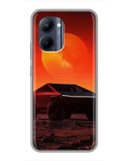 Чехол для Realme C33 с картинкой «Cybertruck на Марсе»