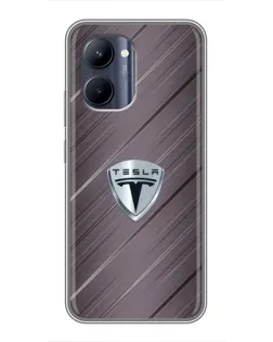 Чехол для Realme C33 с картинкой «Металлическая текстура Tesla»
