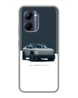 Чехол для Realme C33 с картинкой «Серебристый Cybertruck Tesla»