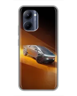 Чехол для Realme C33 с картинкой «Cybertruck в пустыне»