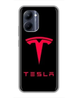 Чехол для Realme C33 с картинкой «Tesla Red Logo»