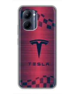 Чехол для Realme C33 с картинкой «Тесла красный карбон»