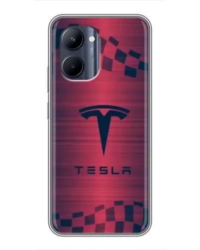 Чехол для Realme C33 с картинкой «Тесла красный карбон» Чехол для Realme C33 с картинкой «Тесла красный карбон»