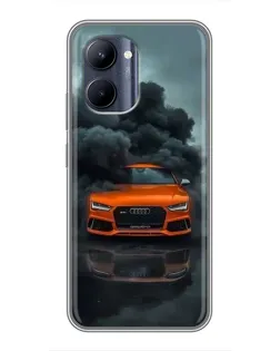 Чехол для Realme C33 с картинкой «Audi в облаках дыма»