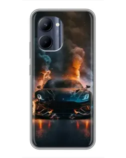 Чехол для Realme C33 с картинкой «Lamborghini дымная эстетика»