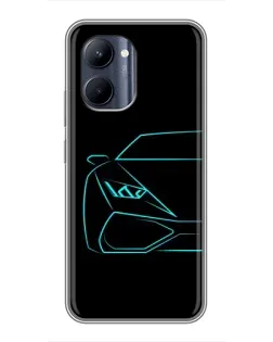 Чехол для Realme C33 с картинкой «Голубой силуэт Lamborghini»