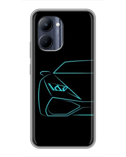 Чехол для Realme C33 с картинкой «Голубой силуэт Lamborghini»