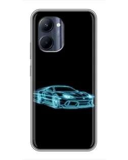 Чехол для Realme C33 с картинкой «Неоновый контур Lamborghini»