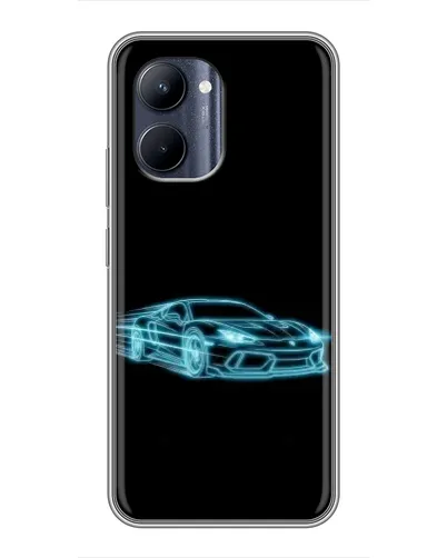 Чехол для Realme C33 с картинкой «Неоновый контур Lamborghini»