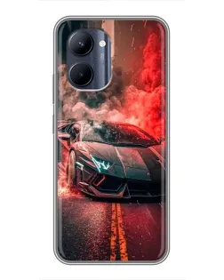 Чехол для Realme C33 с картинкой «Lamborghini красный дым»