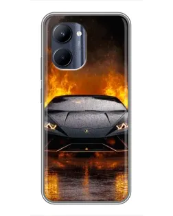 Чехол для Realme C33 с картинкой «Lamborghini в огне»