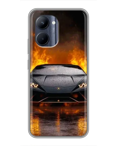 Чехол для Realme C33 с картинкой «Lamborghini в огне»