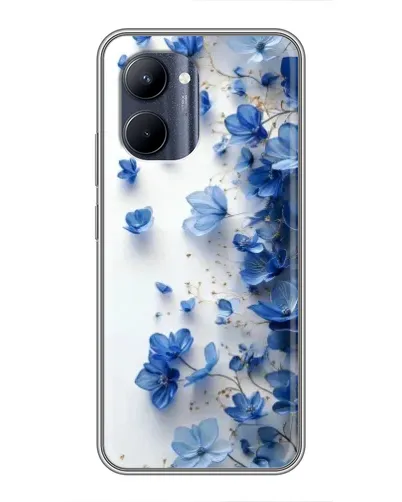 Чехол для Realme C33 с картинкой «Голубой цветочный каскад»