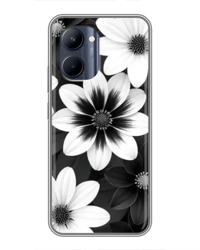 Чехол для Realme C33 с картинкой «Монохромные астры»