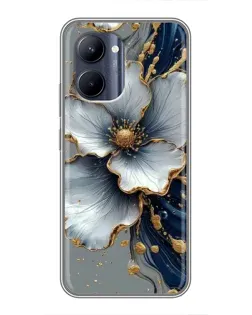 Чехол для Realme C33 с картинкой «Белый цветок и золотой флюид» Чехол для Realme C33 с картинкой «Белый цветок и золотой флюид»