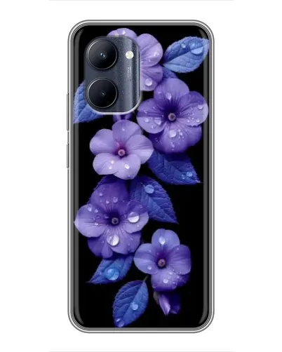 Чехол для Realme C33 с картинкой «Фиолетовые цветы с росою»