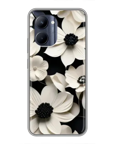 Чехол для Realme C33 с картинкой «Объемные белые цветы»