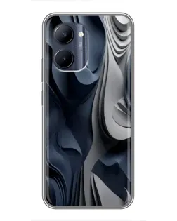Чехол для Realme C33 с картинкой «Объемные синие складки»