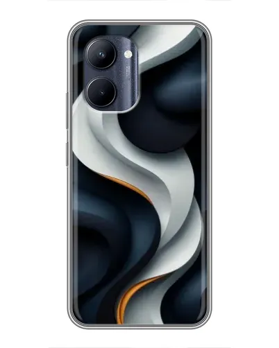 Чехол для Realme C33 с картинкой «Объемные черно-белые ленты»