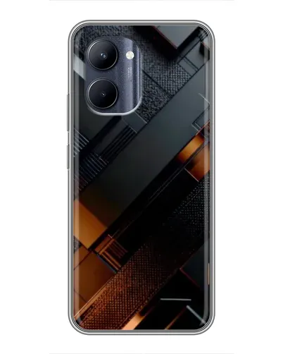 Чехол для Realme C33 с картинкой «Черные геометрические блоки»
