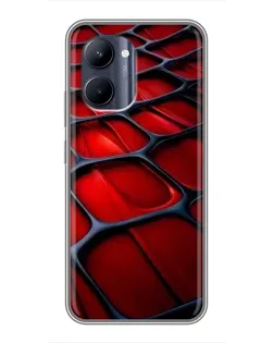 Чехол для Realme C33 с картинкой «Красная глянцевая сетка»