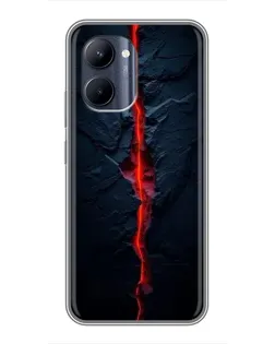 Чехол для Realme C33 с картинкой «Kрасная лавовая трещина»