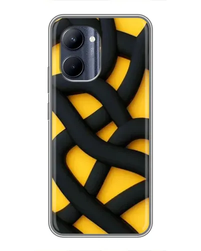 Чехол для Realme C33 с картинкой «Черное желтое переплетение»