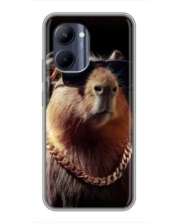 Чехол для Realme C33 с картинкой «Капибара золотая цепь»