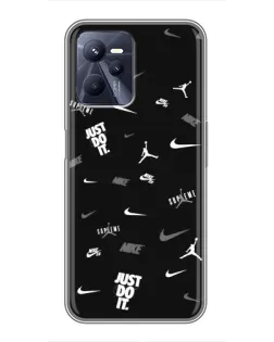 Чехол для Realme C35 с картинкой «Nike Black Pattern»