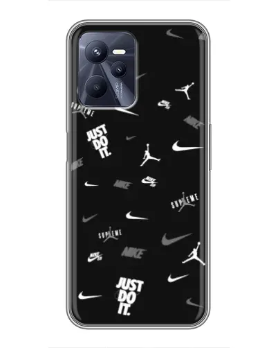 Чехол для Realme C35 с картинкой «Nike Black Pattern»