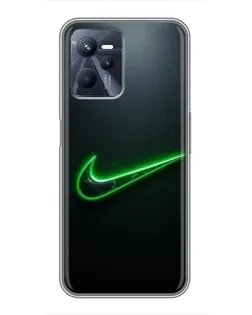 Чехол для Realme C35 с картинкой «Неоновый контур Nike»