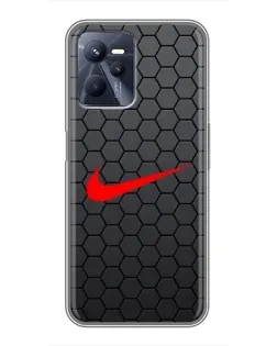 Чехол для Realme C35 с картинкой «Nike — карбоновая сетка»