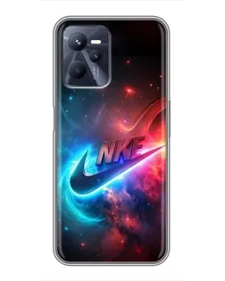 Чехол для Realme C35 с картинкой «Огненный логотип Nike»
