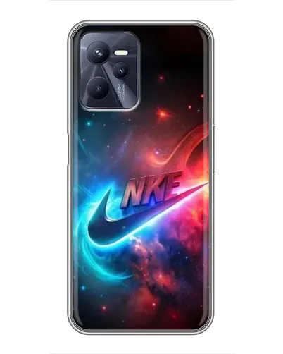 Чехол для Realme C35 с картинкой «Огненный логотип Nike»