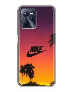 Чехол для Realme C35 с картинкой «Nike на закате солнца»