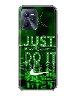 Чехол для Realme C35 с картинкой «Зеленый неоновый Nike»