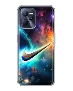Чехол для Realme C35 с картинкой «Космический Nike Swoosh»