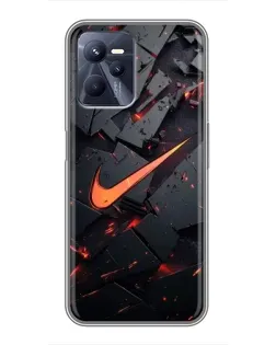 Чехол для Realme C35 с картинкой «Nike — эффект разломов»