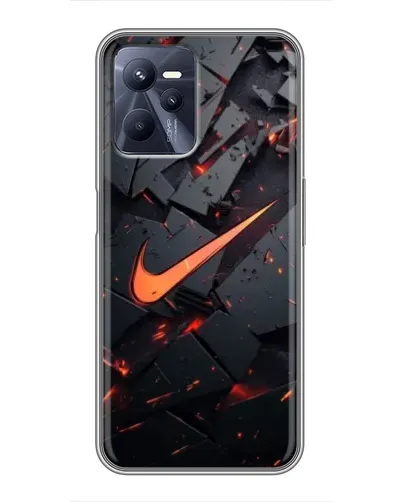 Чехол для Realme C35 с картинкой «Nike — эффект разломов»
