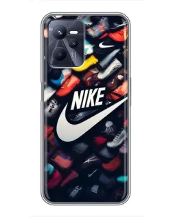 Чехол для Realme C35 с картинкой «Коллекция кроссовок Nike»