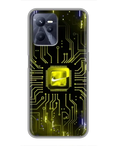 Чехол для Realme C35 с картинкой «Nike — золотая искра»