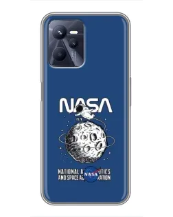 Чехол для Realme C35 с картинкой «NASA — лунная миссия»