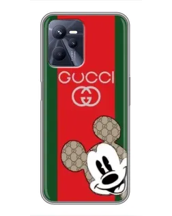 Чехол для Realme C35 с картинкой «Gucci — полосы и Микки»