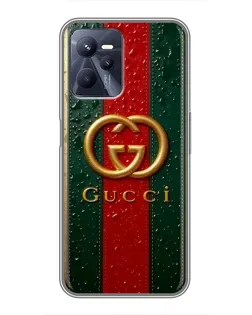 Чохол для Realme C35 з картинкою «Gucci — фірмова смуга та золото»