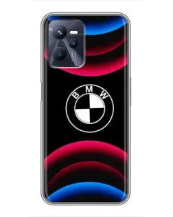 Чехол для Realme C35 с картинкой «Логотип BMW и неоновые дуги»